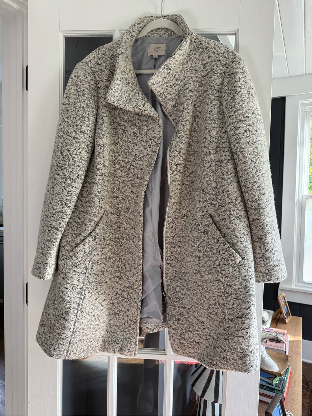 LOFT Gray Bouclé Pea Coat